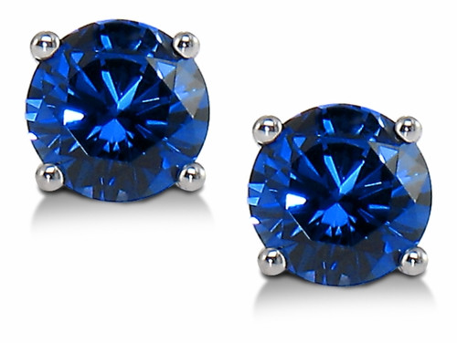Antique & Estate Jewelry 14k White Gold Round Blue Sapphire Stud Earrings  210-2000092 - P.R. Sturgill Fine Jewelry